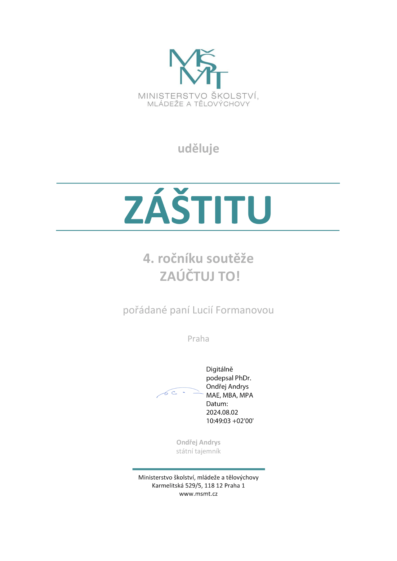 Ministerstvo školství, mládeže a tělovýchovy
